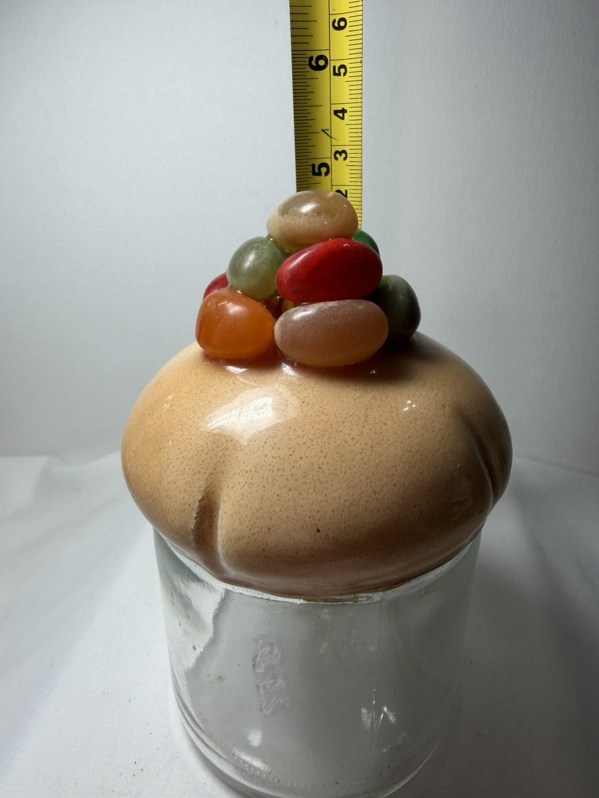 Vintage Jellybean Muffin Jar Lid Sculpted Bread Dough Folk Art - Very Cute