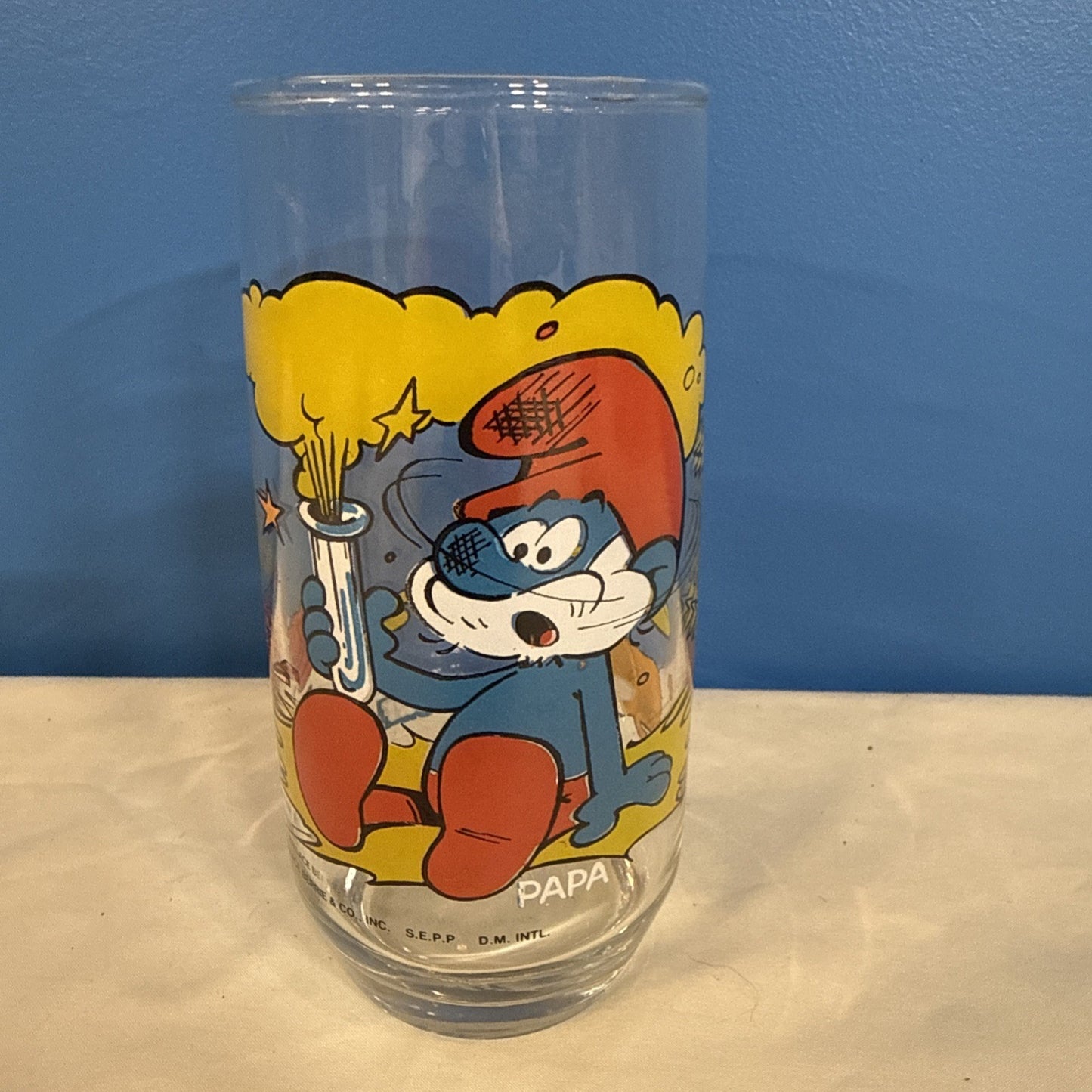 Vintage 1982 Smurfs Peyo Wallace Berrie Collectible Drinking Glasses Set of 7