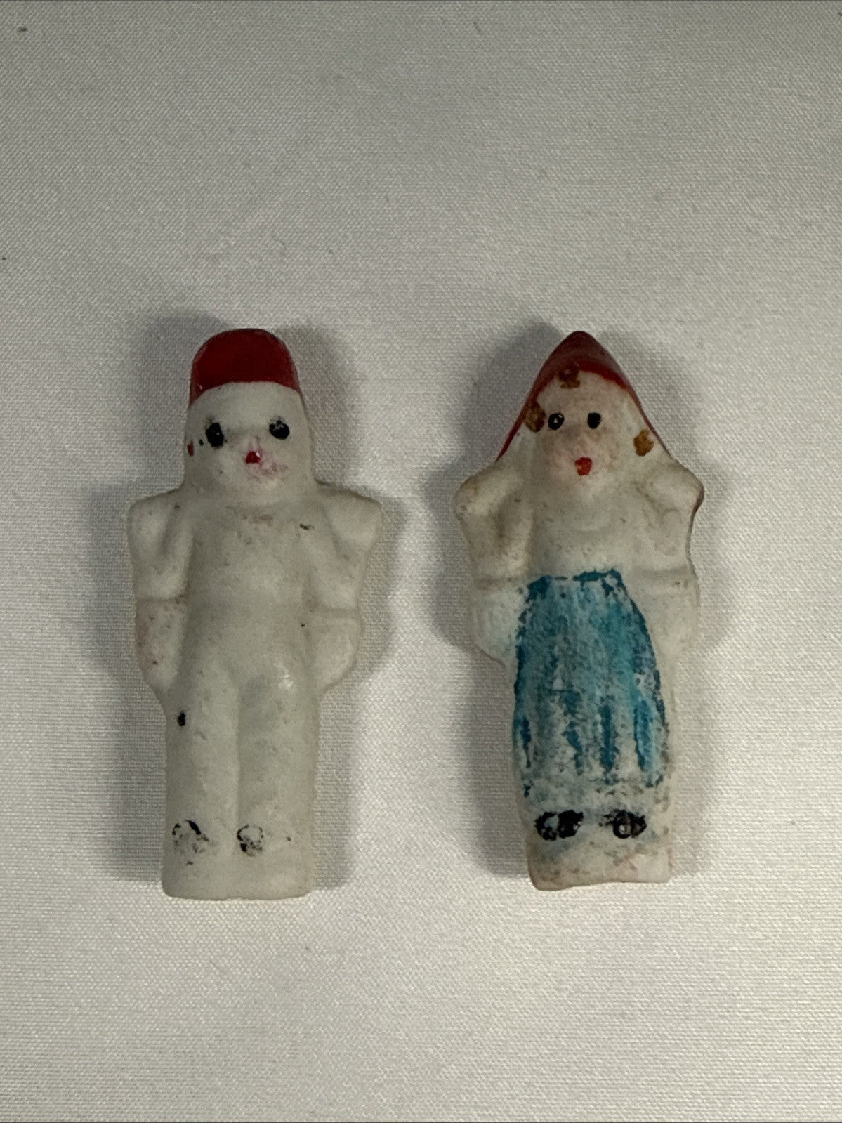Miniature Frozen Charlotte Bisque Dutch Boy Girl Pair Dolls, Japan, Collectible