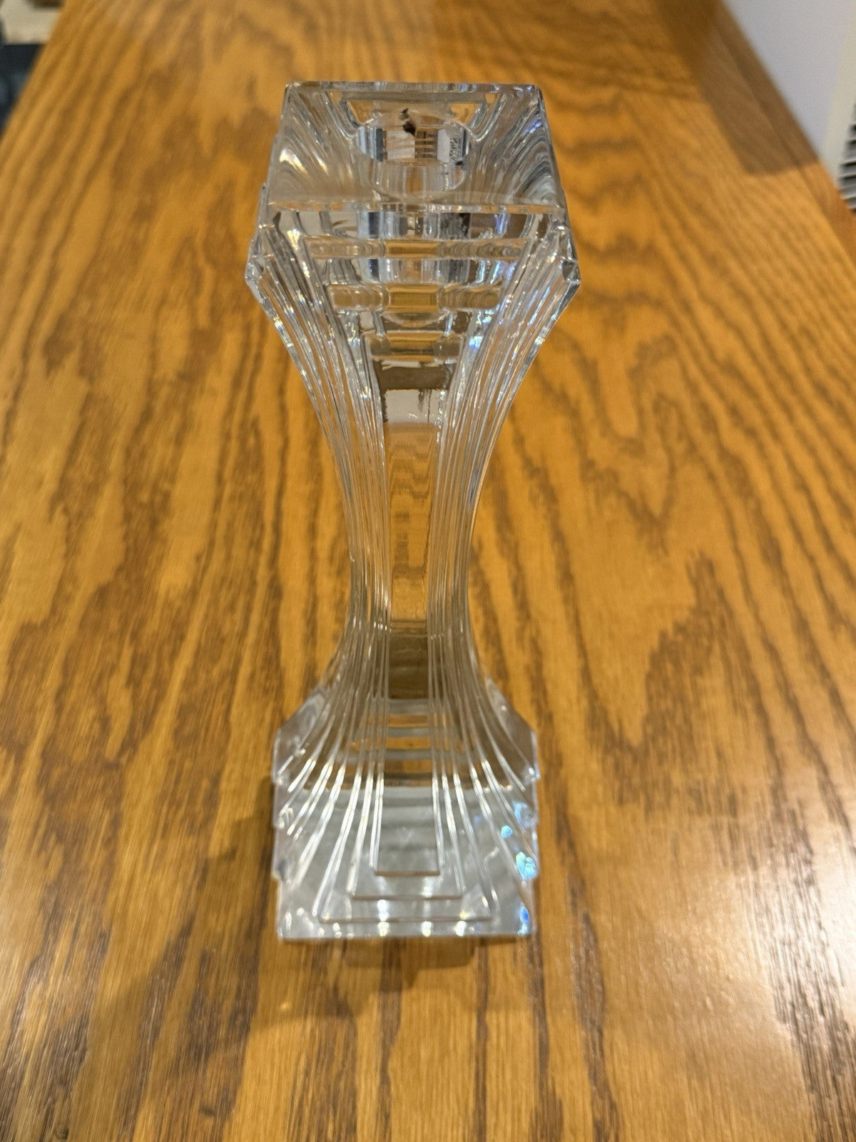 10" Crystal Candlestick Holder Clear Square Base Tall Taper Candle Holder