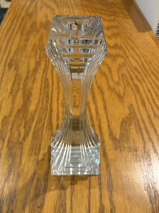 10" Crystal Candlestick Holder Clear Square Base Tall Taper Candle Holder