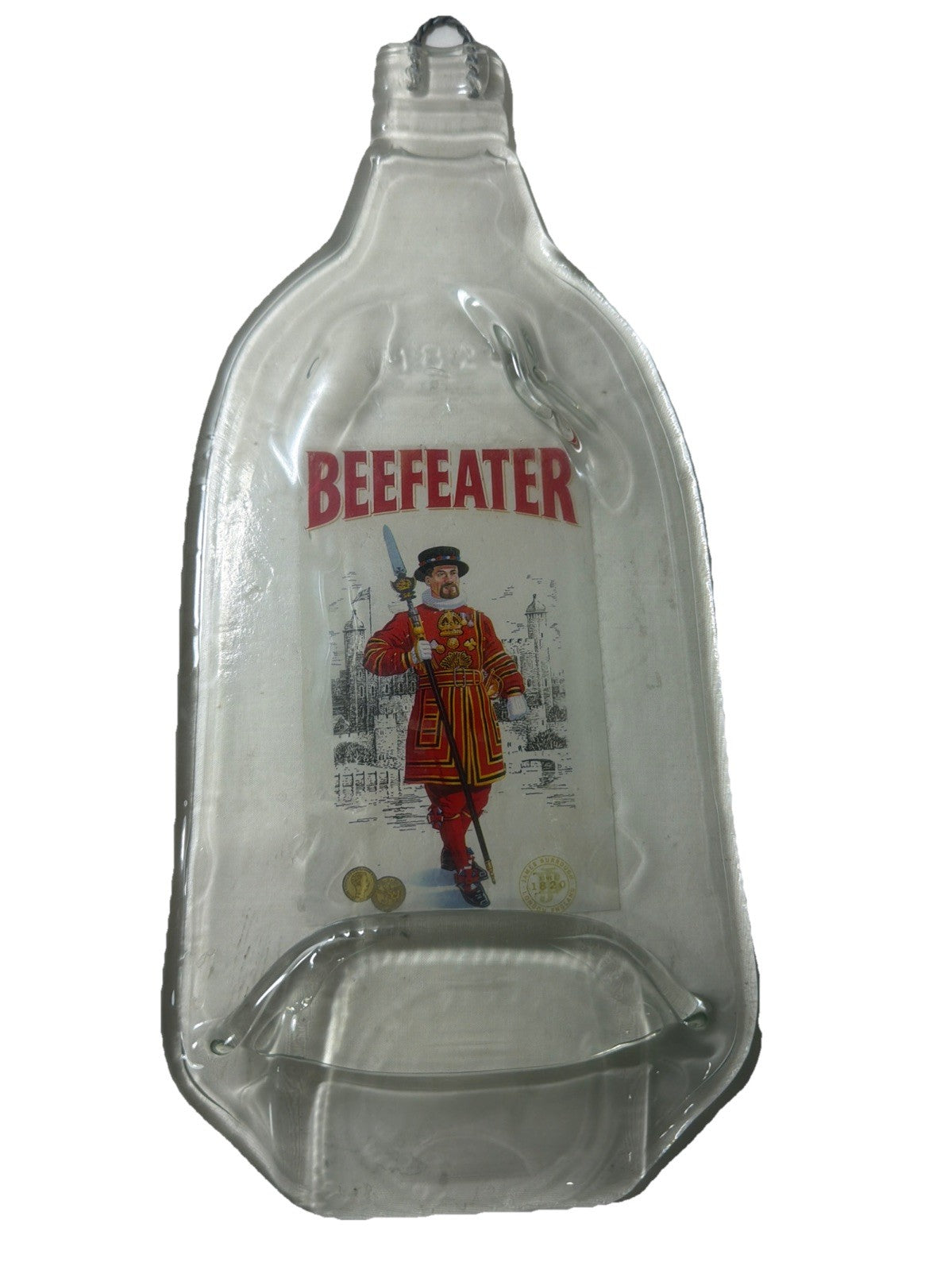 Beefeater 1820 Dry Gin Flattened Glass Bottle Wall Hanging Decor 13x5.5