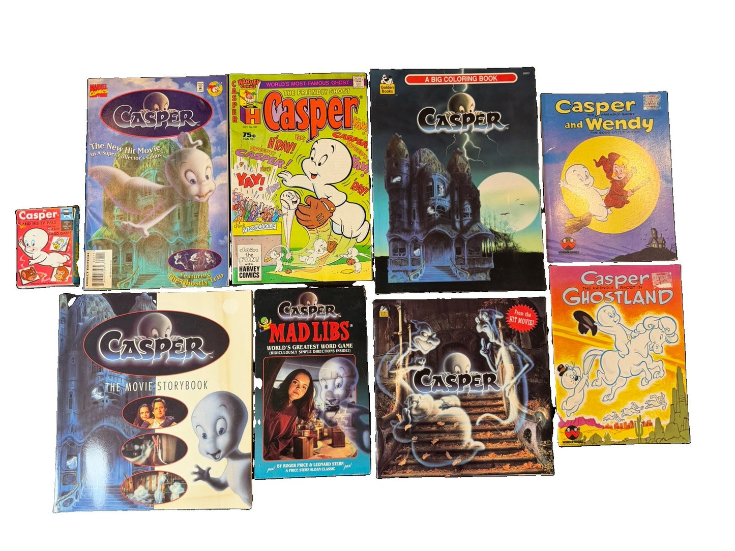 Vintage Casper The Friendly Ghost Books Comics Mad Libs Card Game Bundle