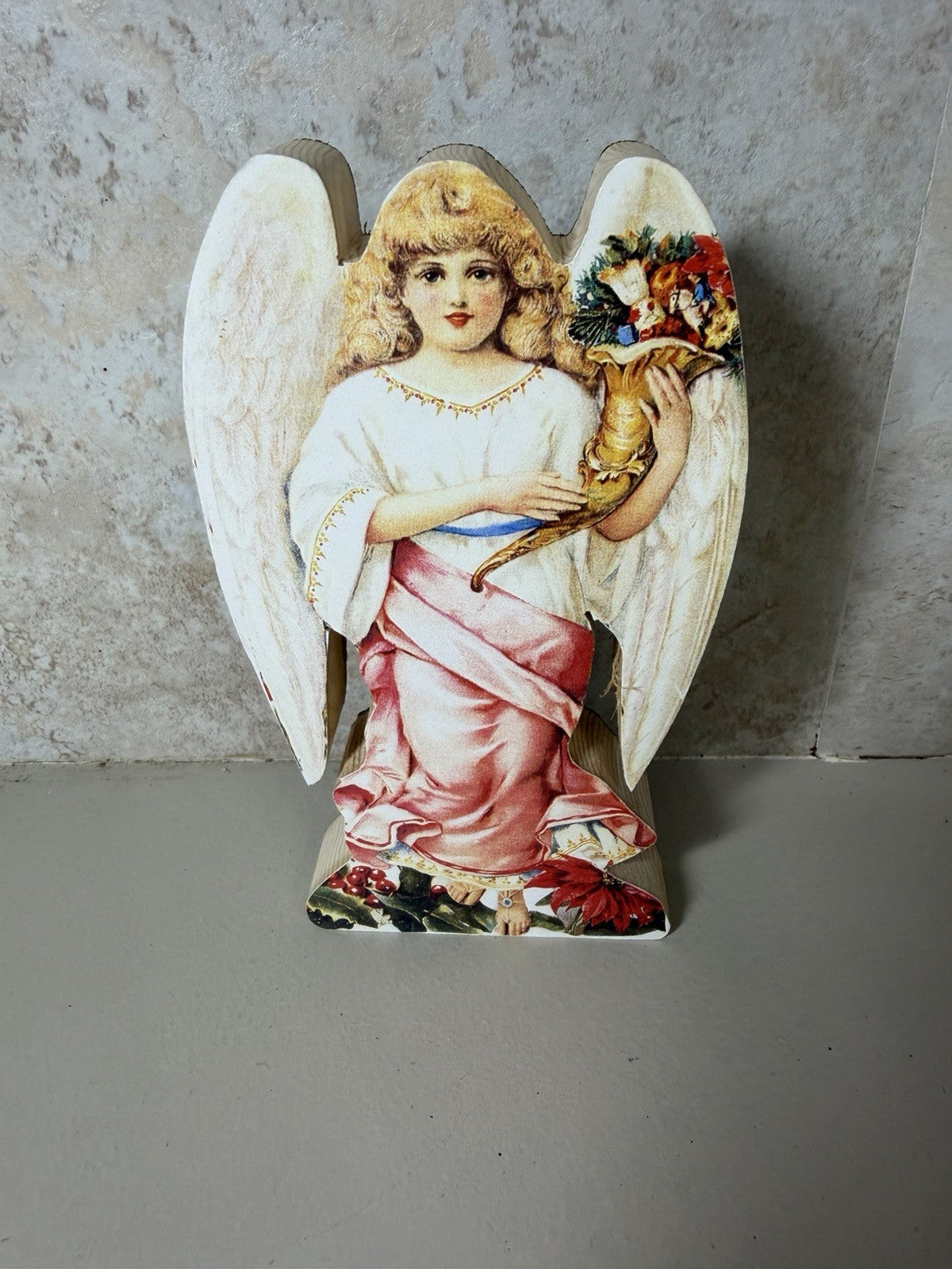 Handcrafted Wooden Angel Figurines Lot 7 Signed Folk Art Christmas Holiday Decor