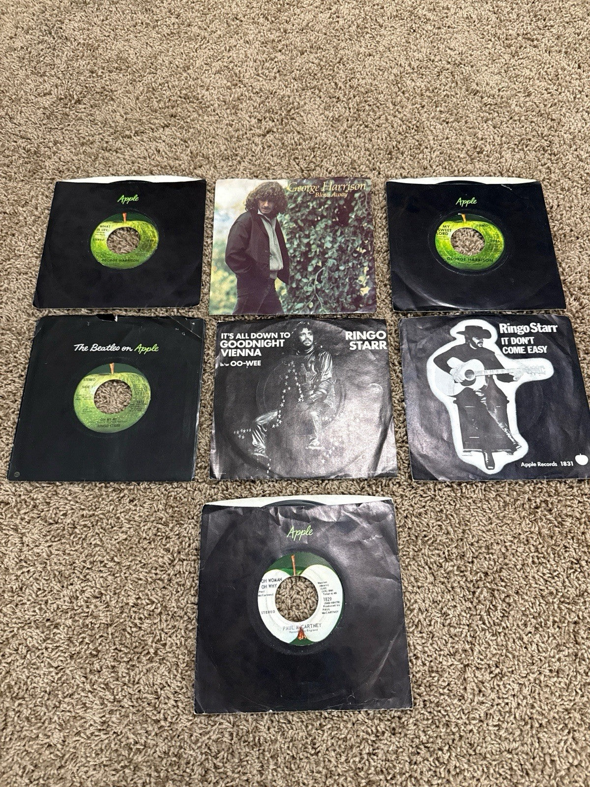 The Beatles Solo 7" Vinyl 45 Lot of 7 George Harrison Ringo Starr Paul McCartney