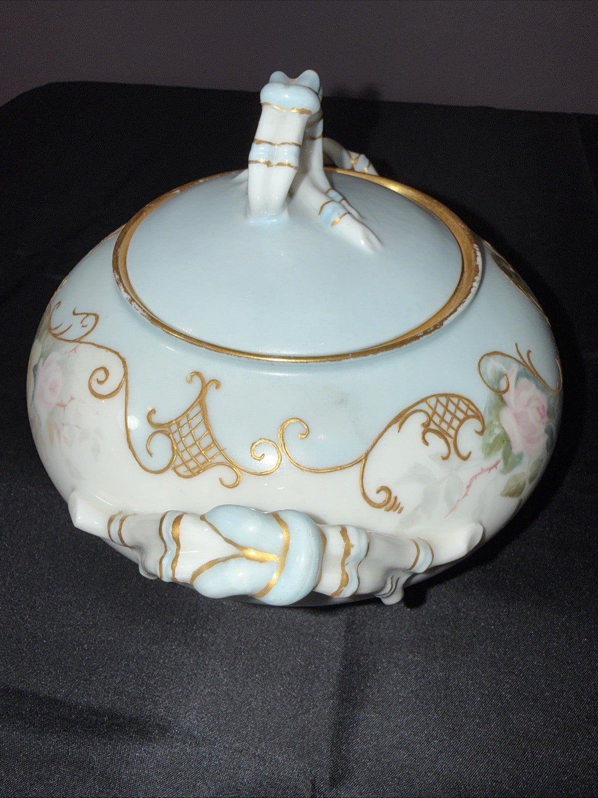 Antique Jean Pouyat Limoges France Hand Painted Creamer & Sugar Bowl Set Elegant
