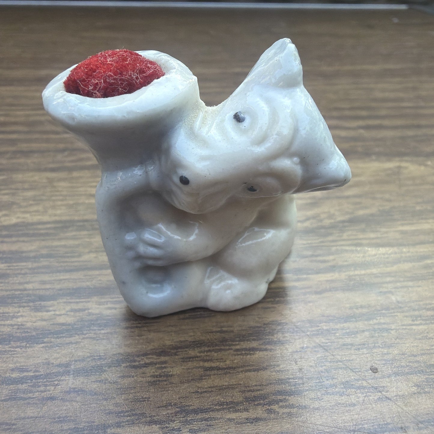 Vintage Scottie Terrier Pin Cushion Horn Bugle Japan Porcelain Dog