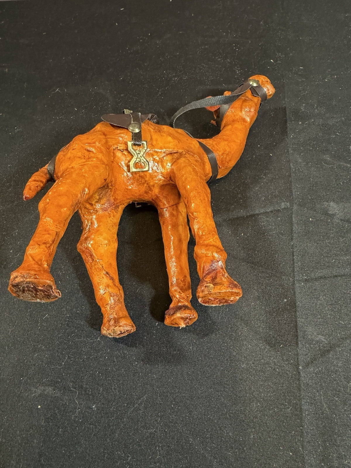 Vintage Leather Wrapped Camel Nativity Figurine Jerusalem Standing 6"