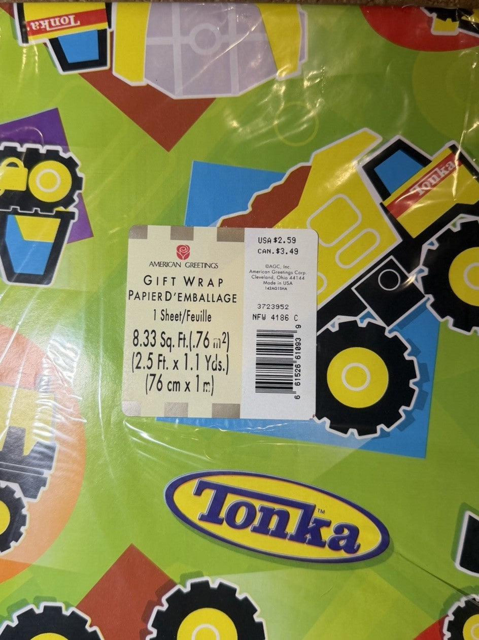 Vintage 1980s Gift Wrap Lot Marvel 1984 Tonka Sports Cars 6 Sealed Packs