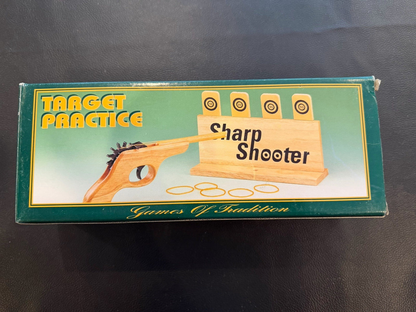 Sharp Shooter Wooden Rubber Band Gun Target Practice Game Toy Pistol Set USA