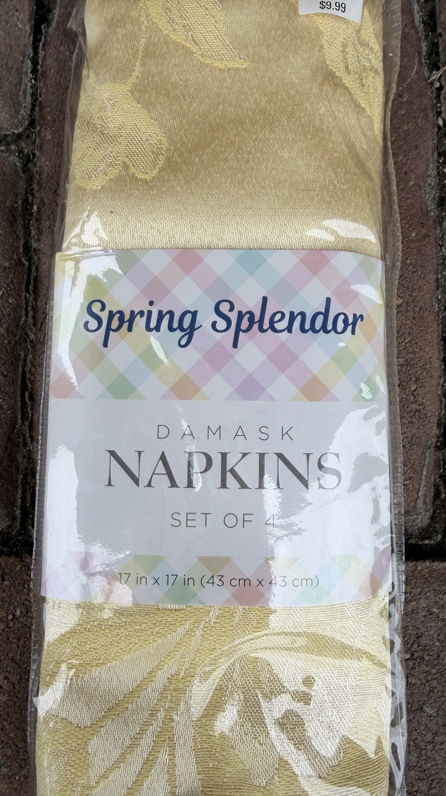 Town Country Spring Splendor Butter Yellow Damask Tablecloth 4 Napkins Vintage