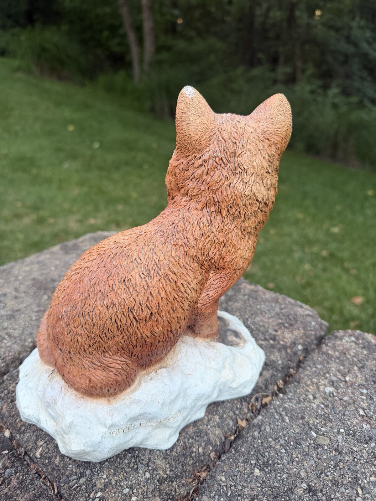 Vintage Castagna Red Fox Alert Orange Brown Textured Resin Figurine Italy 8.5”