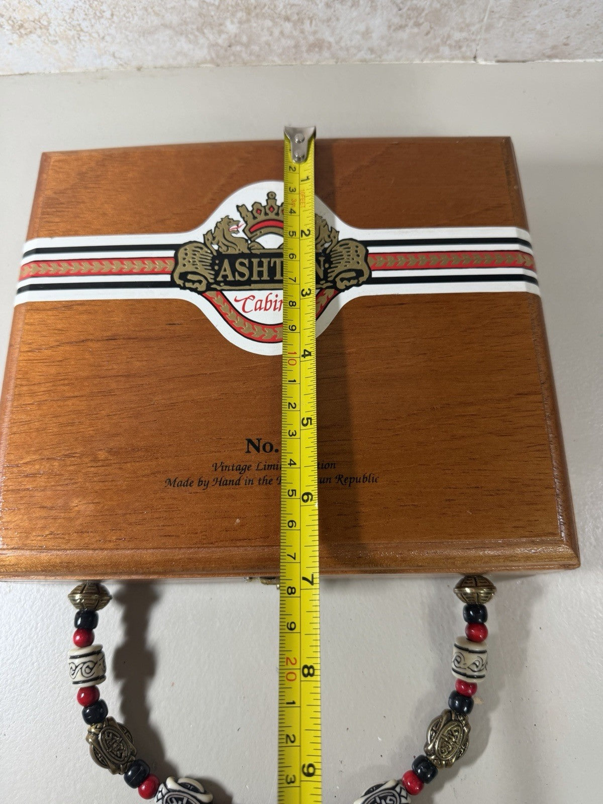 Ashton Cabinet No 3 Vintage Wood Cigar Box Purse Beaded Handle Limited Edition