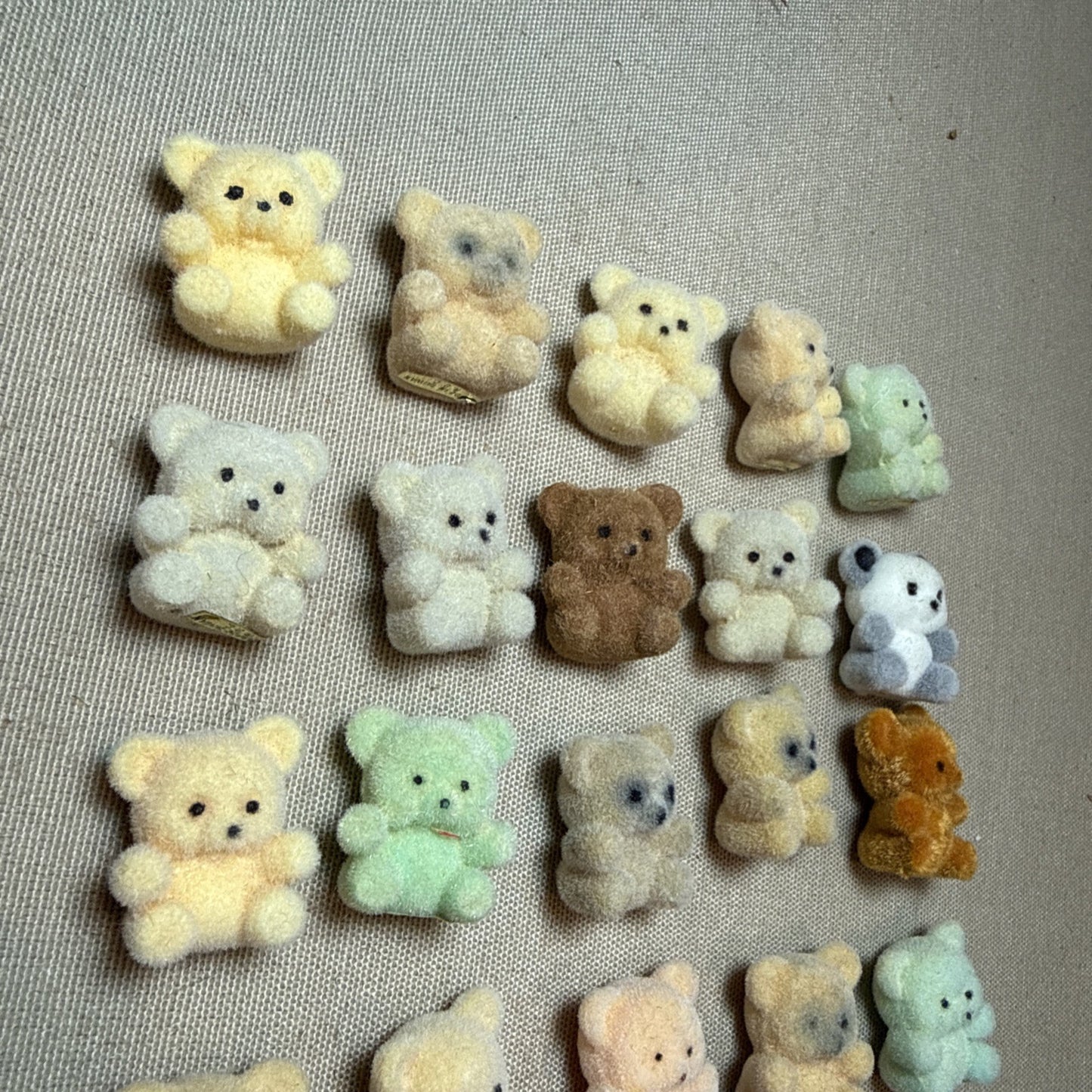 Vintage Flocked Miniature Teddy Bear Lot of 20 Craft Diorama Bears