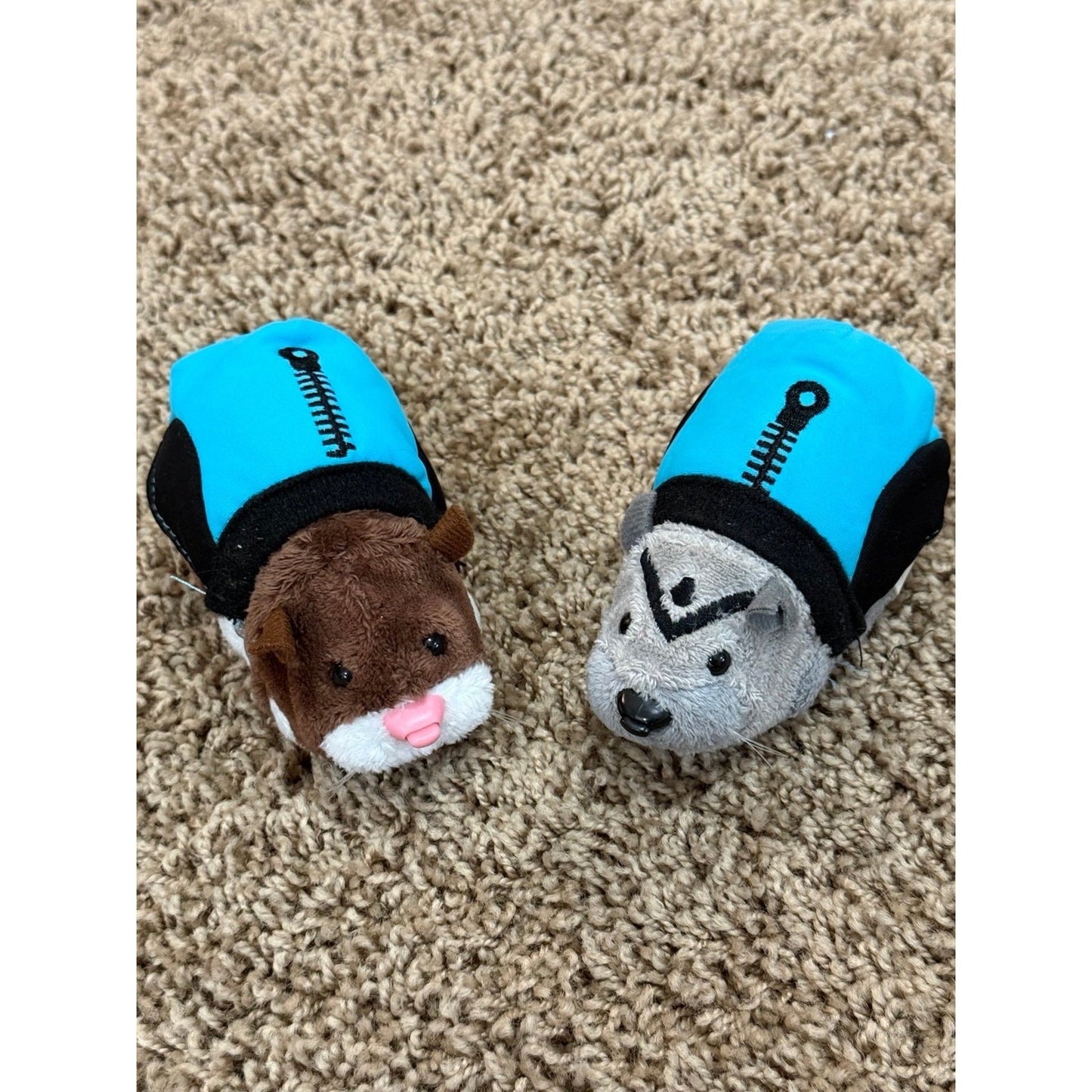 Zhu Zhu Pets Lot of 2 Plush Hamsters With Blue Jackets, Cute Pair, Preowned