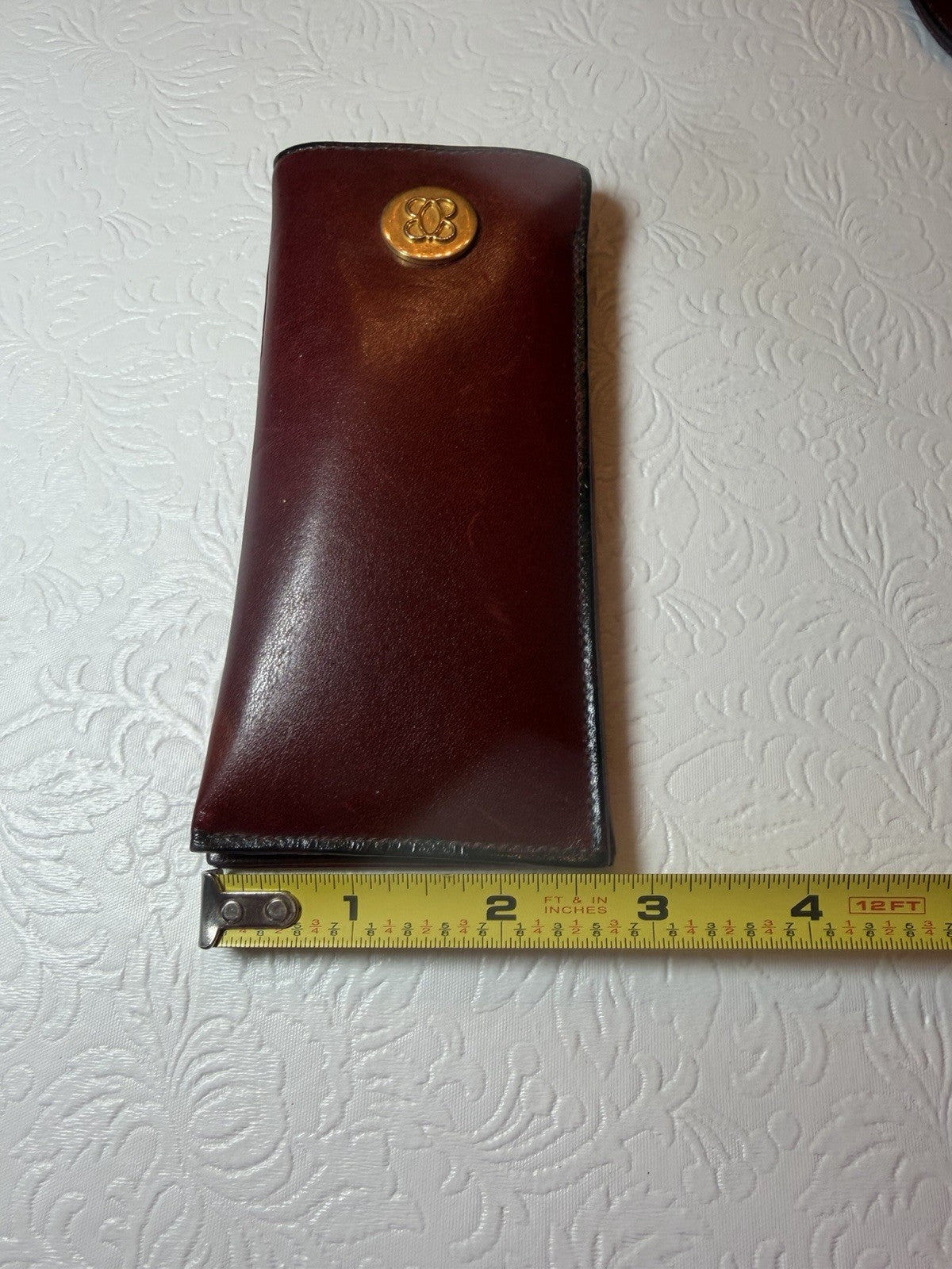 Vintage Lady Bosca Leather Eyeglass Case Keychain Set Burgundy Full Grain