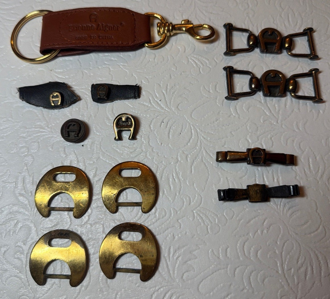 Vintage Etienne Aigner Replacement Hardware Logo Buckles Keyring Repair 13 items