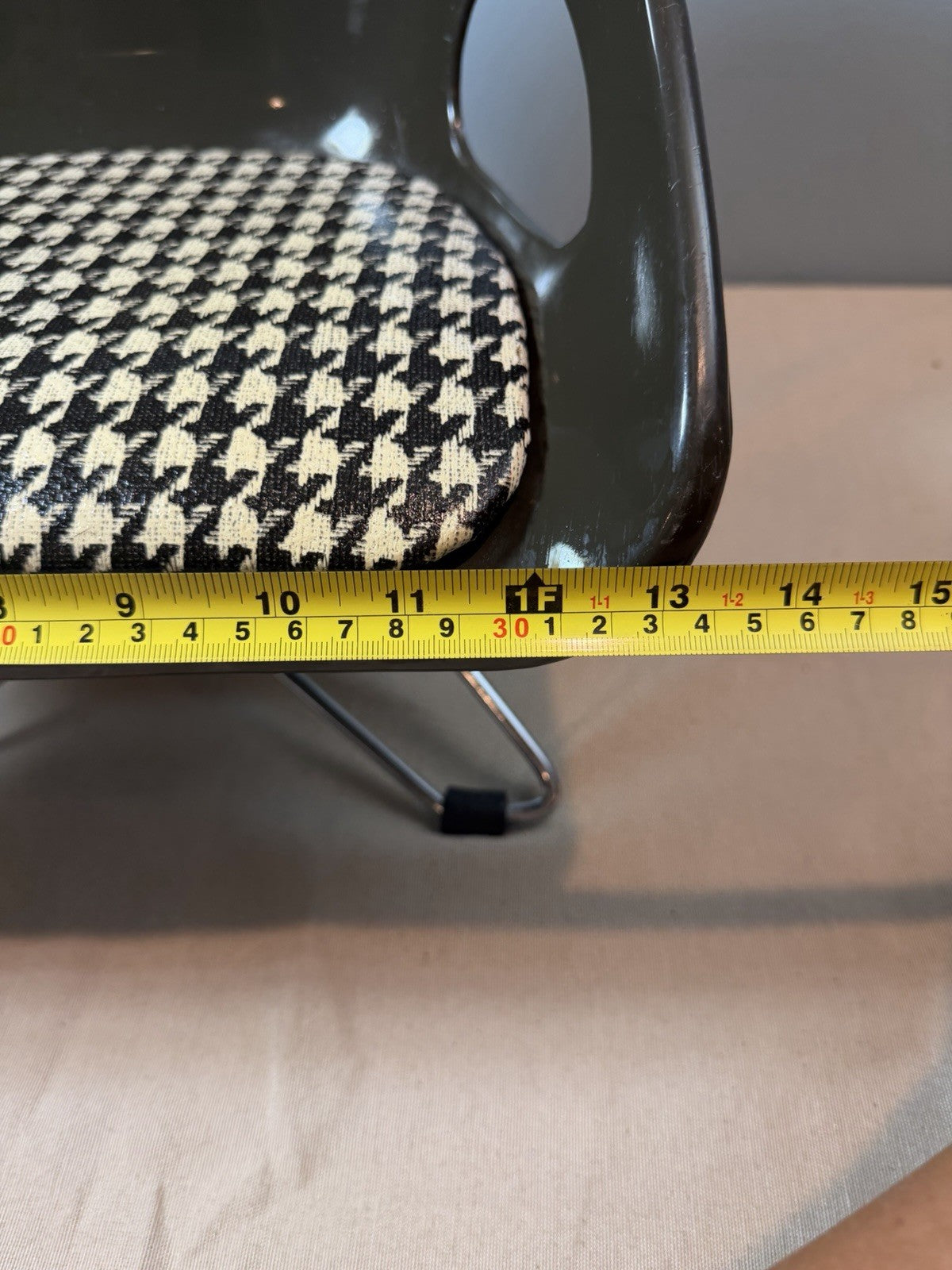 Vintage Cosco Doll Chair Miniature Plastic Houndstooth Mid Century Furniture MCM