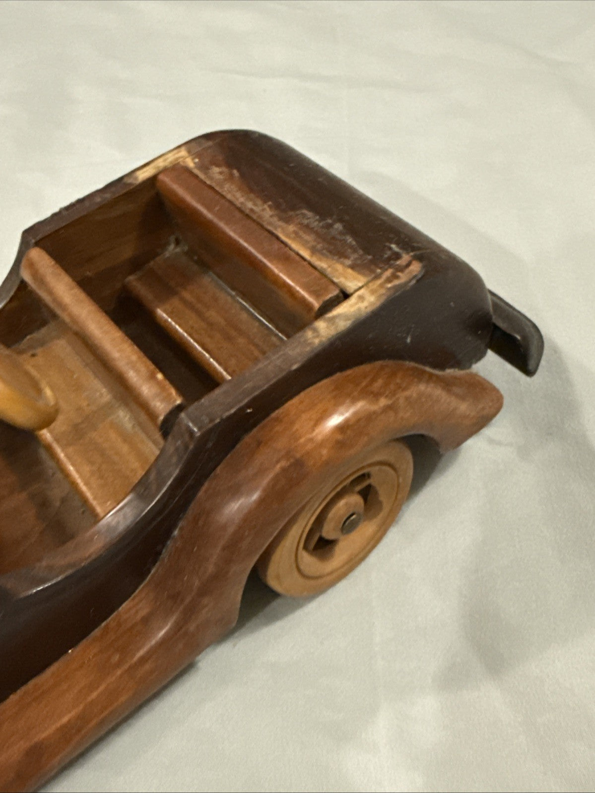 Vintage Handcrafted Wooden Car 12" Classic Handmade Display Incomplete