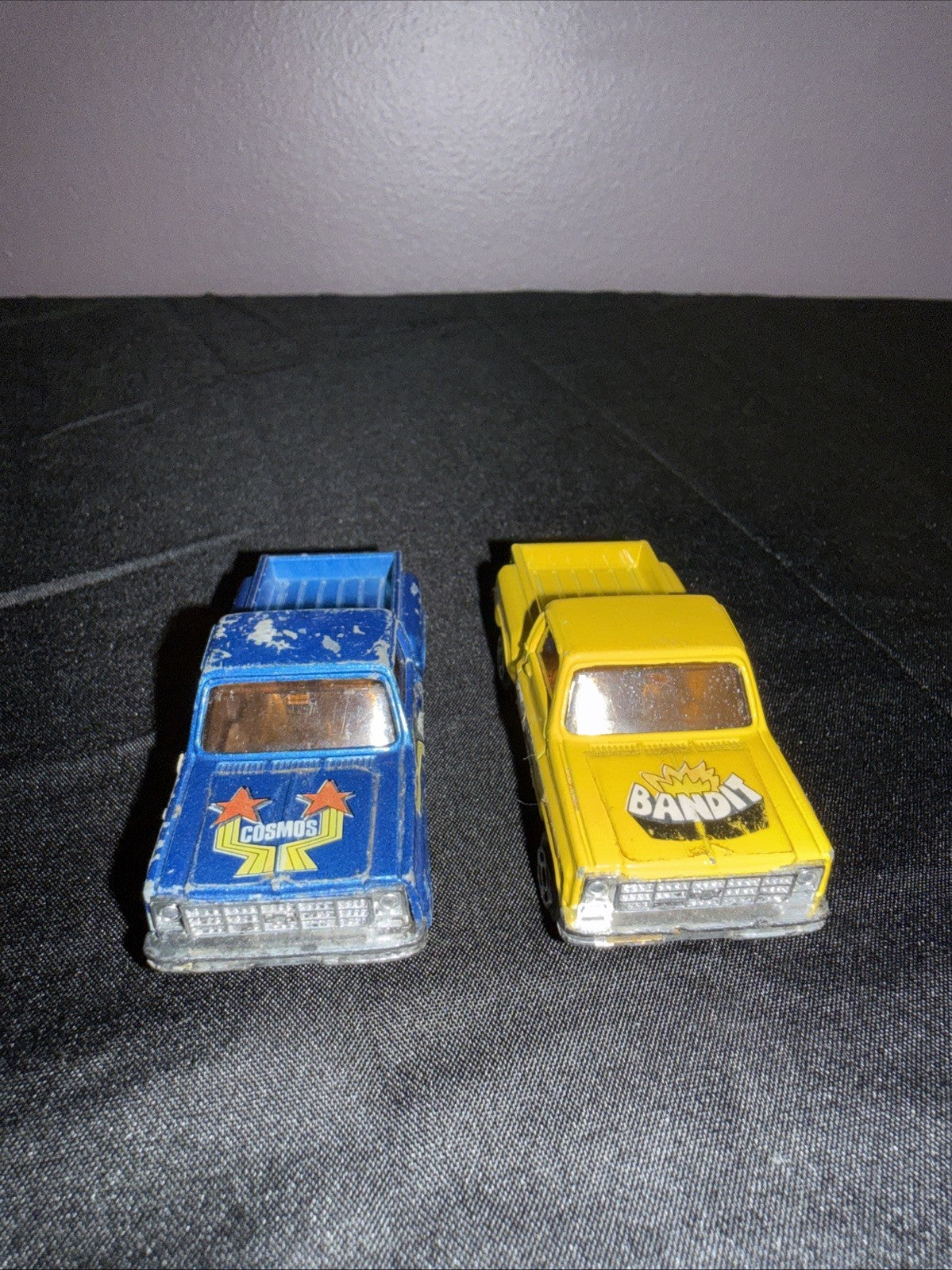 Lot Of 2 Vintage 1980s Chevrolet Sidestep Trucks Yellow Bandit Blue Cosmos