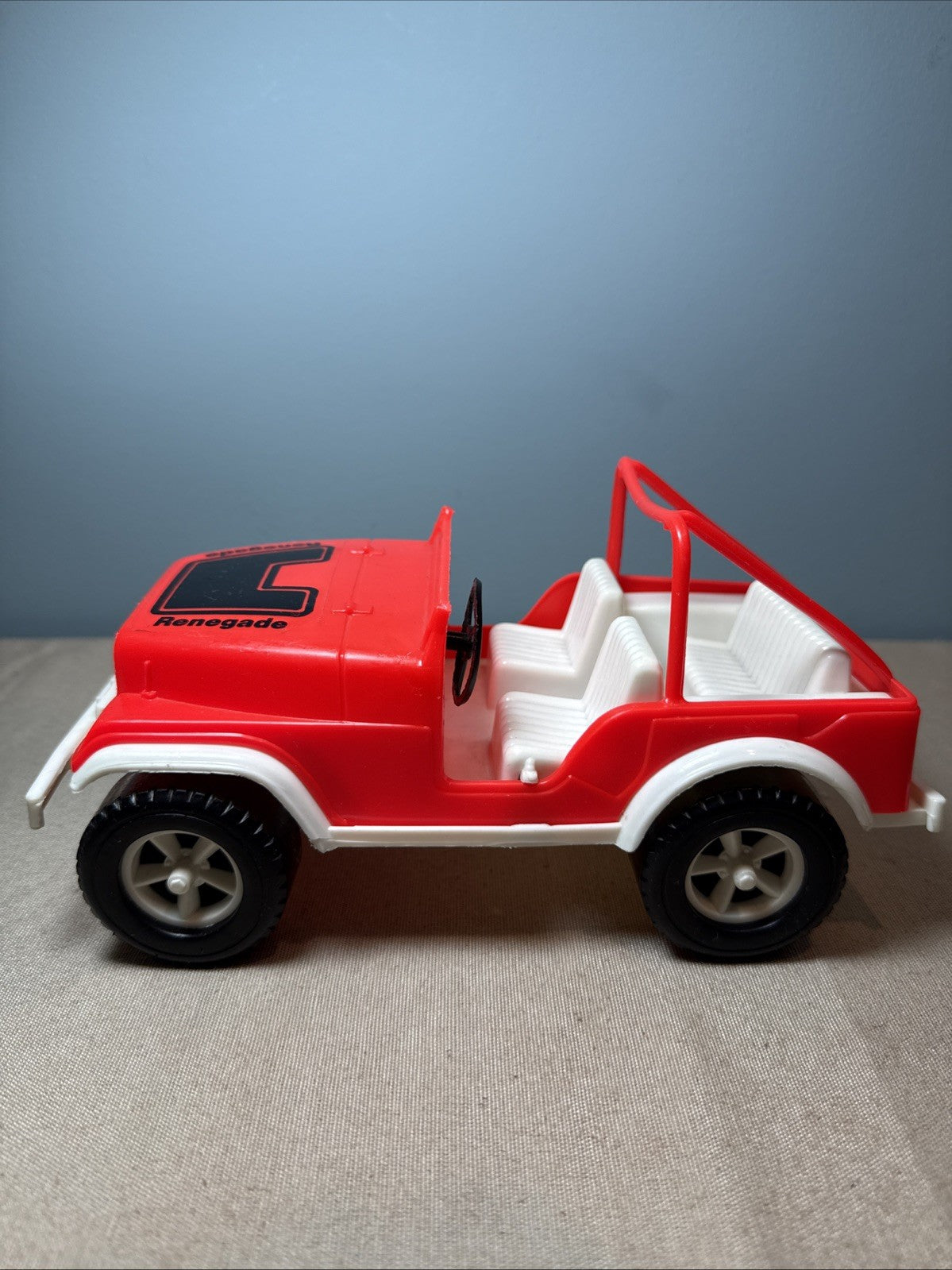 Vintage Gay Toys Red Jeep Renegade Pressed Steel Toy Vehicle 9"