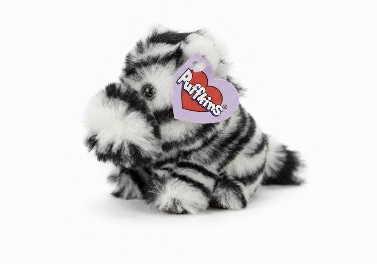 Vintage 1997 Swibco Puffkins Zack Zebra 5 Inch Plush Stuffed Animal With Tag NWT