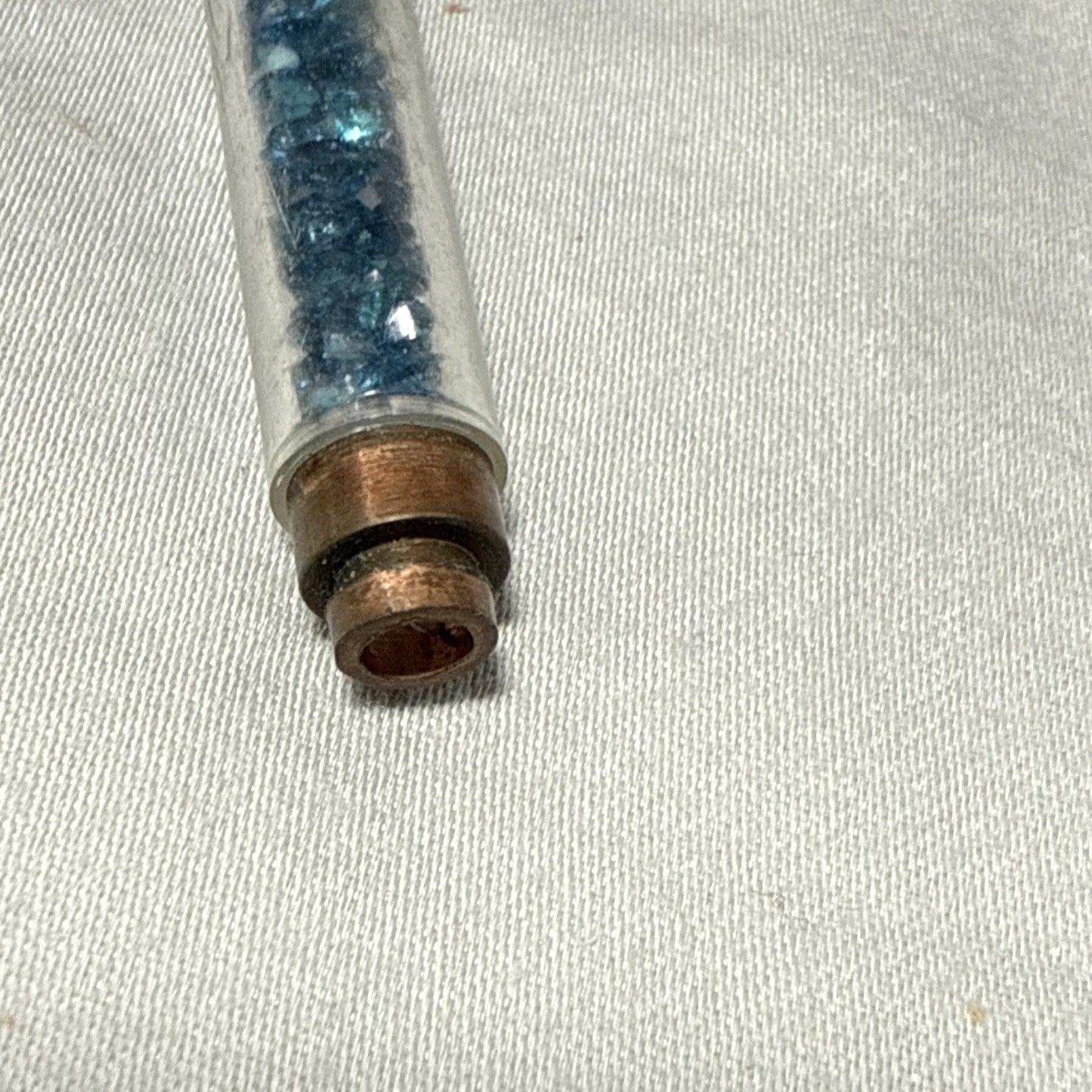 Vintage Y2K Blue Glitter Floating Bead Acrylic Tube Keychain Charm Pendant