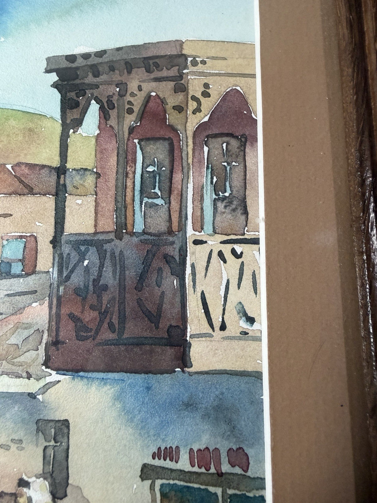 Signed Original Watercolor Painting Budapest Street Scene Framed Art Dated 2005