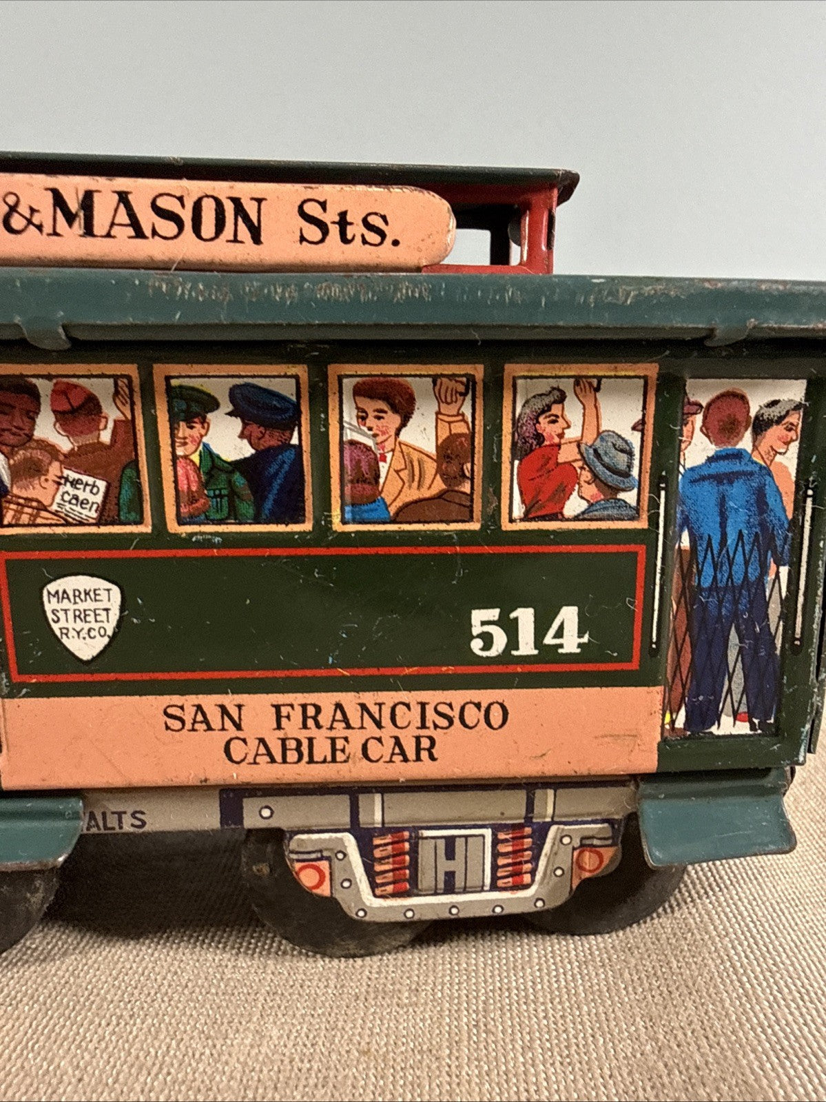 Powell & Mason st Tin Toy street cable Car San Francisco 514 Friction Toy Works