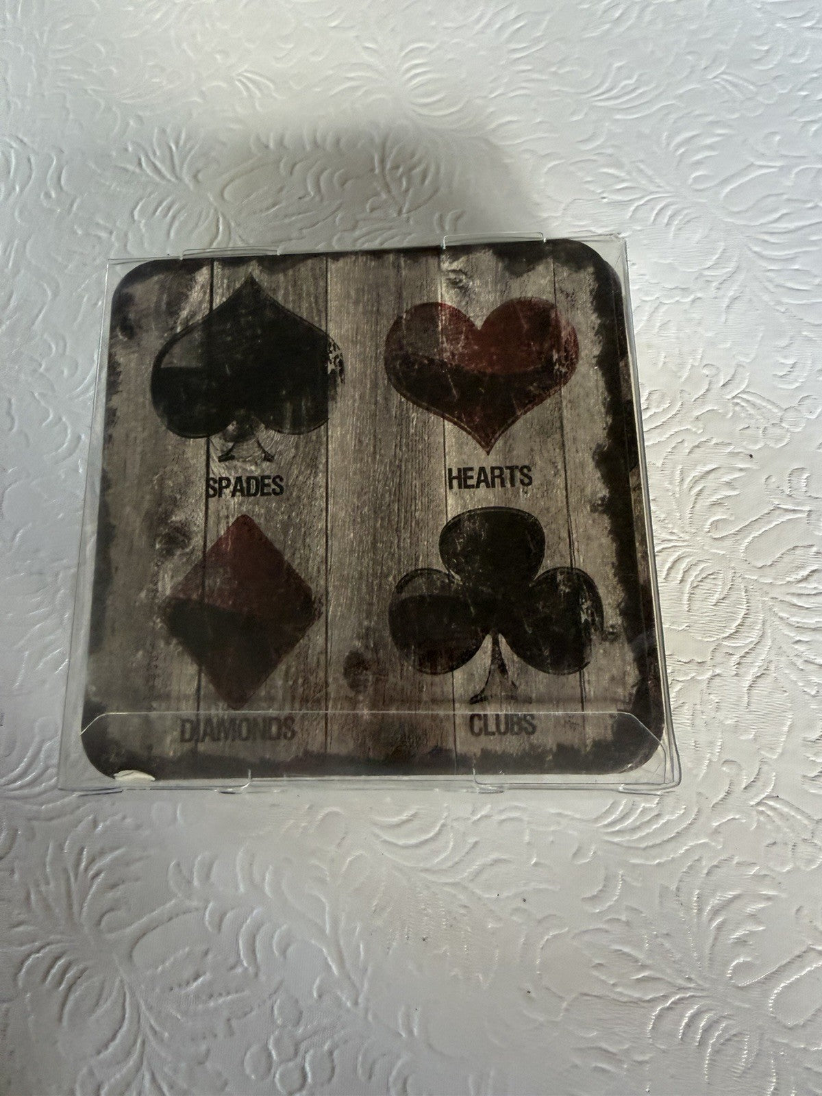 New Playing Card Suits Pub Coasters Set of 12 Recyclable Pulpboard Barware Set