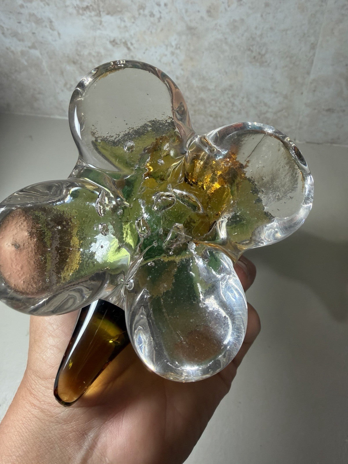 Vintage Murano Style Art Glass Rooster Duck Figurine Set Hand Blown Italy Pair
