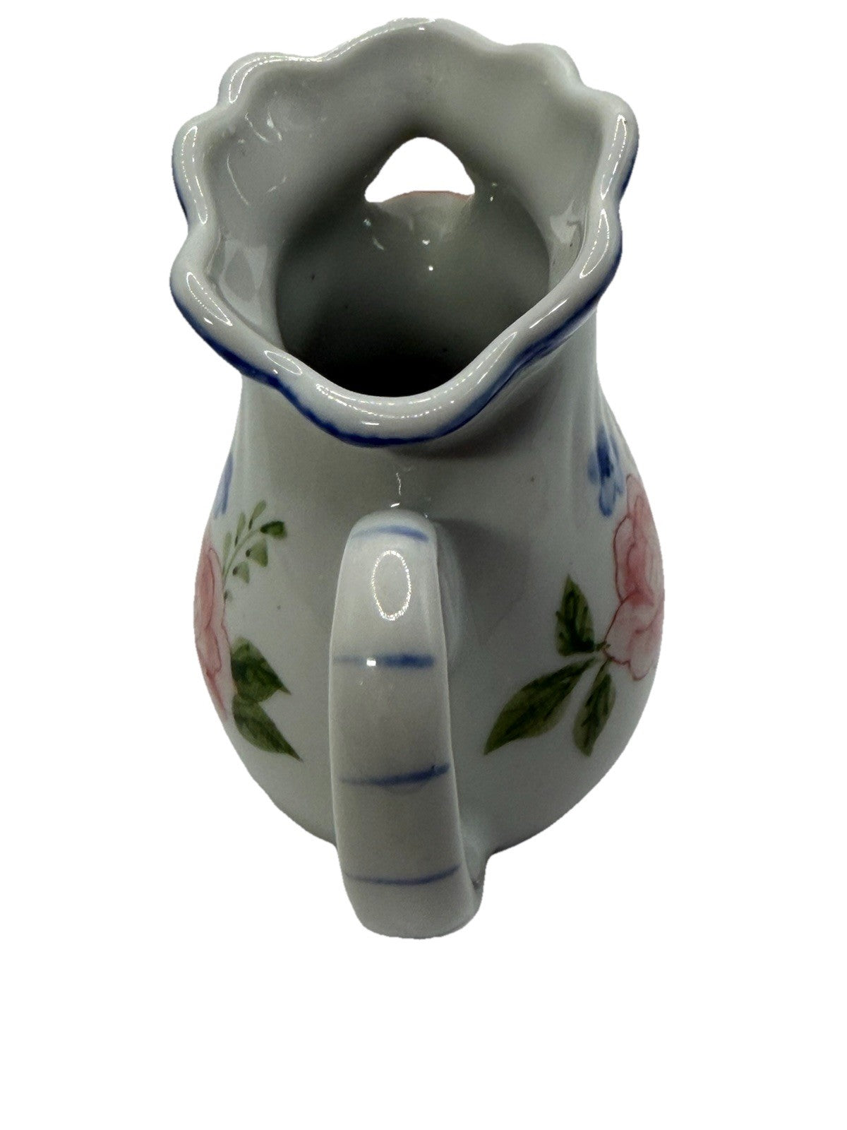 Vintage Andrea by Sadek Chicken Mini Creamer Pitcher with Floral Design 3.25"