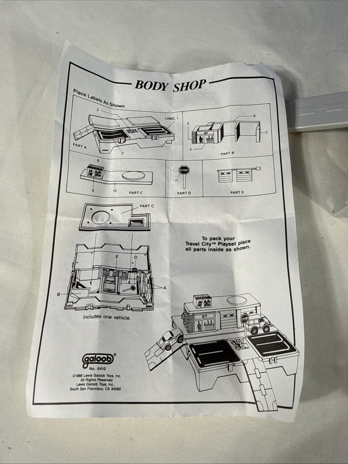 Vintage Micro Machines Travel City Body Shop Repair Shop 7 Cars Instructions Lot