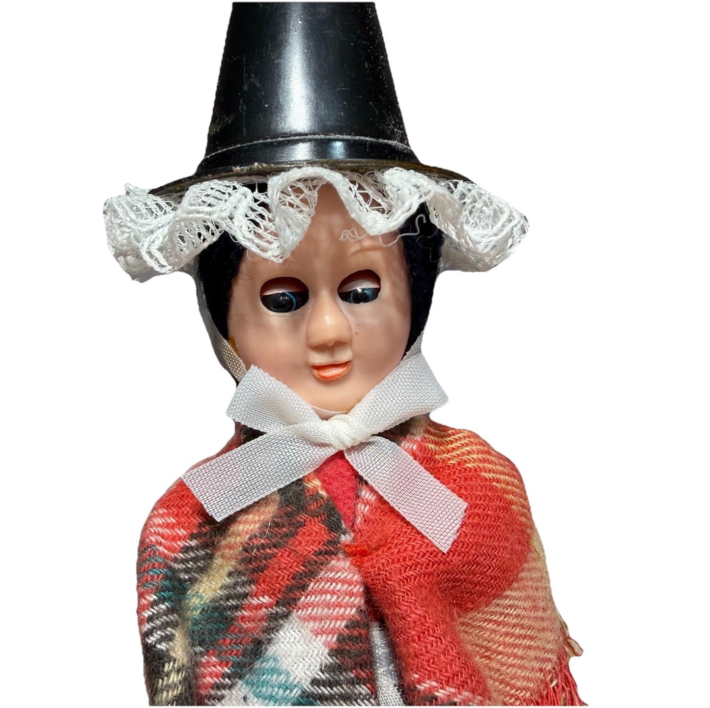Vintage Welsh Lady Doll Figurine National Costume Sleepy Eyes Dress