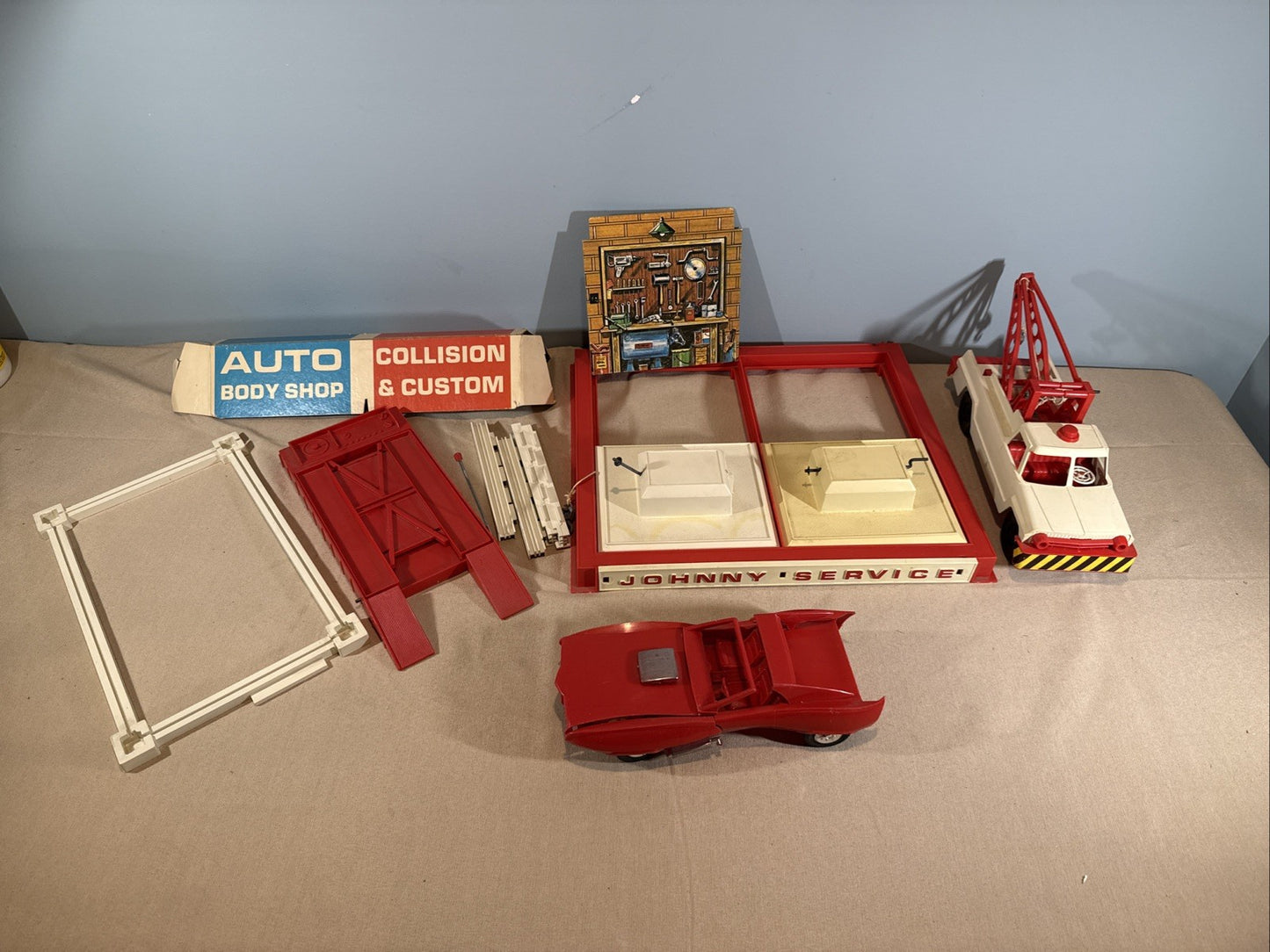 Vintage Topper Toys Johnny Service Gas Station Playset Car with Box Incomplete