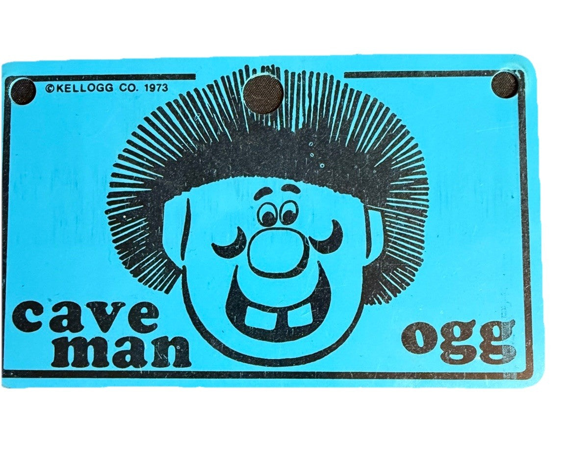 Kelloggs Cave Man Ogg Bicycle License Plate 1973 Bike Toy Premium