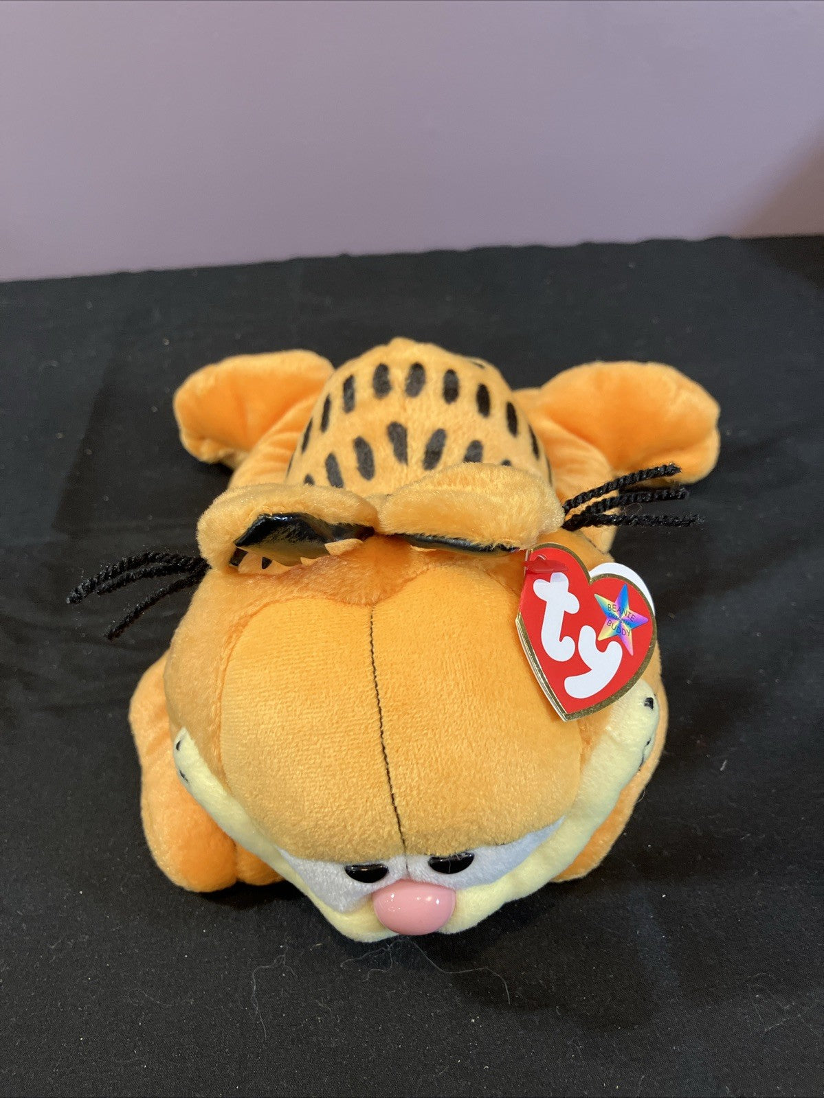 Ty Beanie Buddies Garfield Plush 12 Inch Lying Down Tabby Cat
