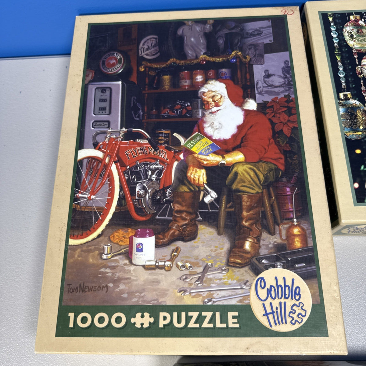 Cobble Hill Lot of 4 - 1000 Piece Christmas Jigsaw Puzzles Santa Dogs Ornament