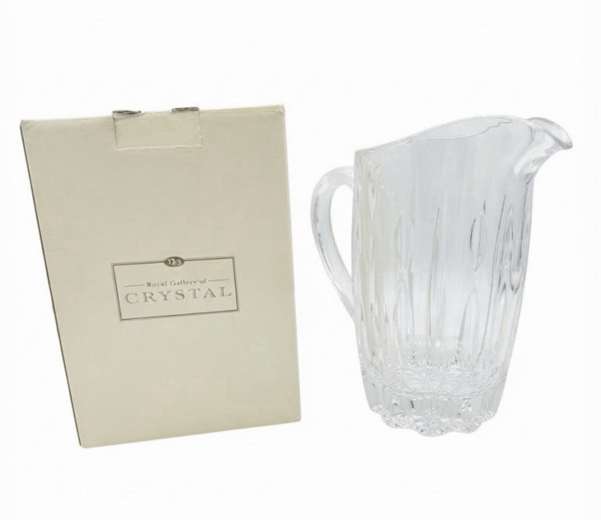 Royal Gallery of Crystal Heavy Cut Glass Beverage Pitcher 8 Inch original Box