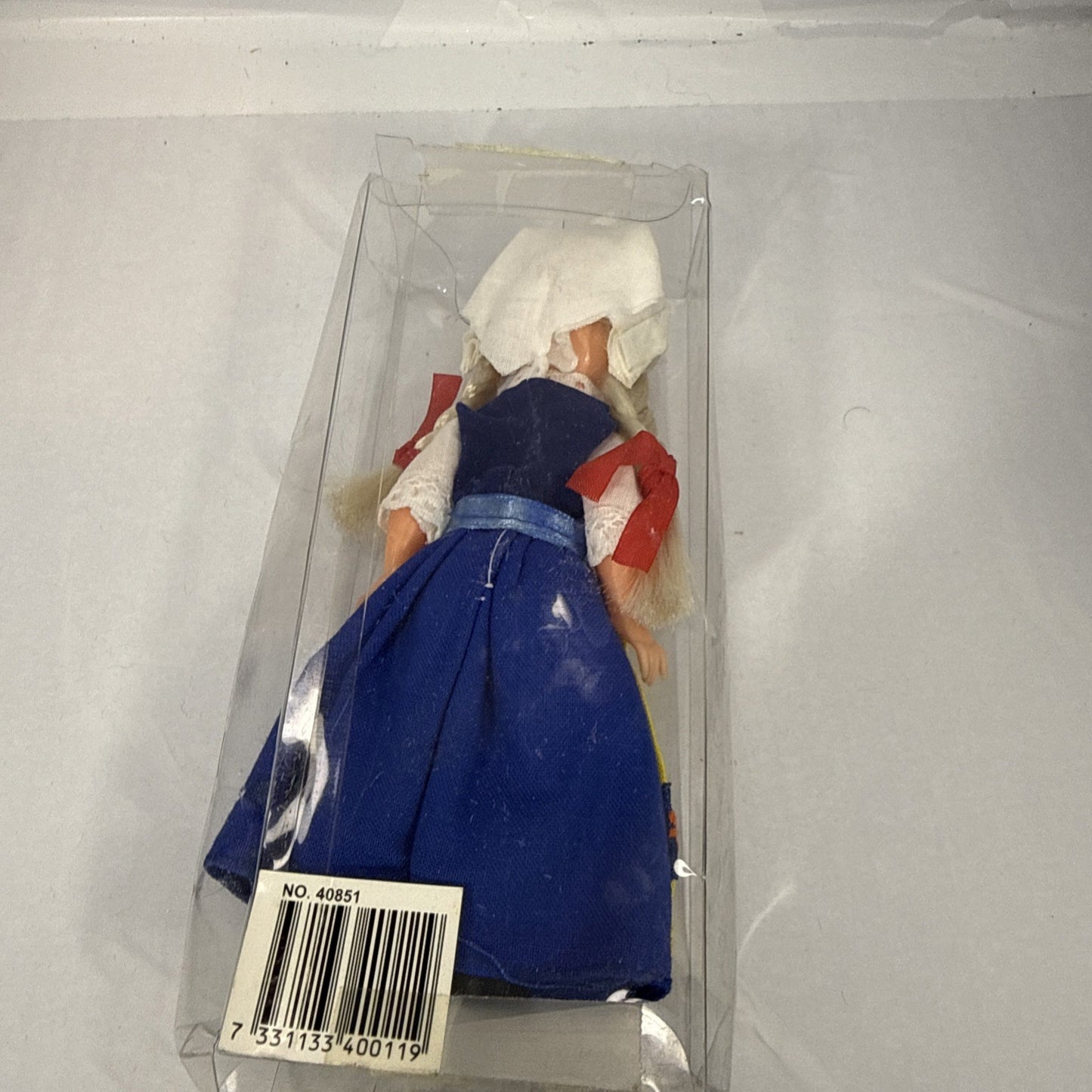 Vintage Swedish Souvenir Doll Folk Dress Sleep Eyes Blue Yellow Costume
