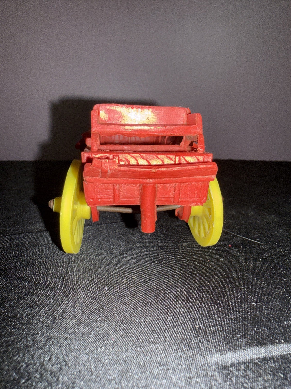 Vintage Auburn Rubber Farm Wagon Toy Red Yellow Wheels