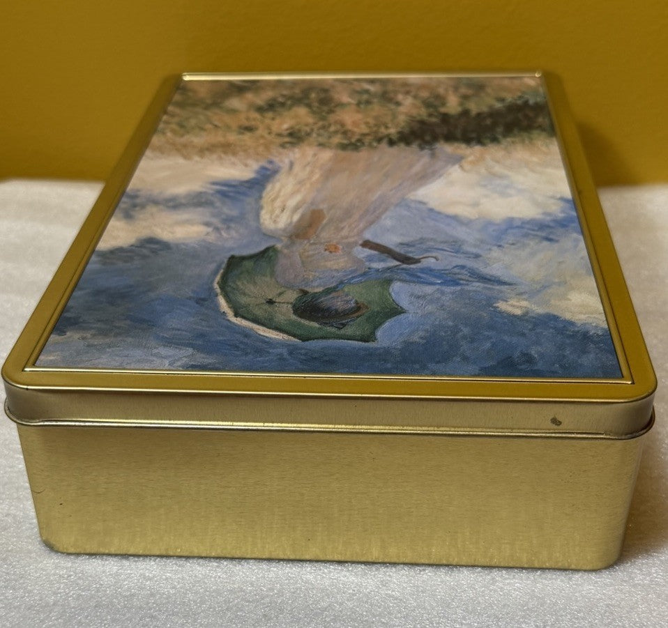 Vintage Stollwerck Claude Monet Woman With Parasol Chocolate Tin Germany Art Box