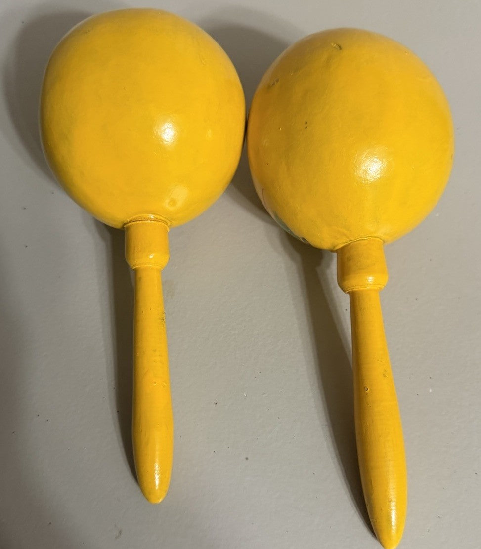 Vintage Mexico Souvenir Maracas Mini Sombrero Hand Painted Gift Lot