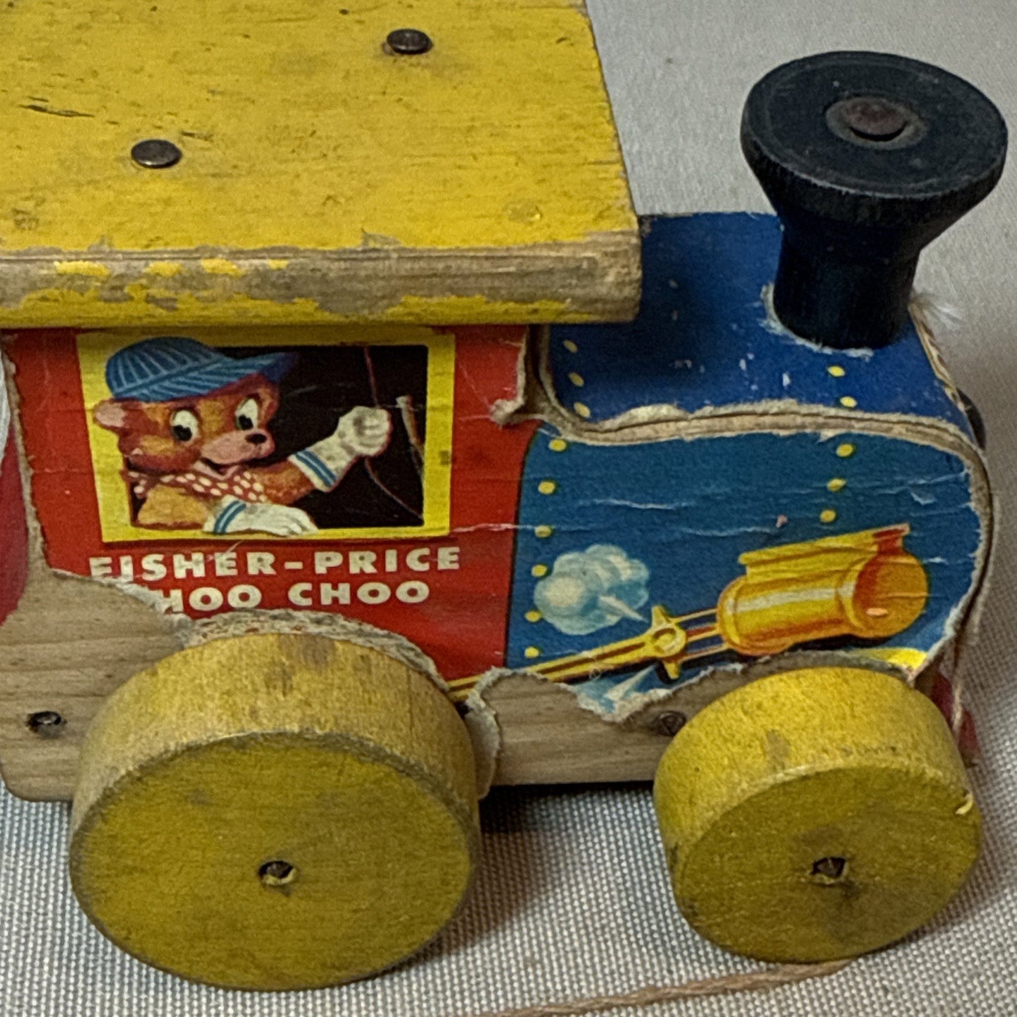 Vintage Fisher Price #215 Choo Choo Train Pull Toy 1950s Wooden Classic