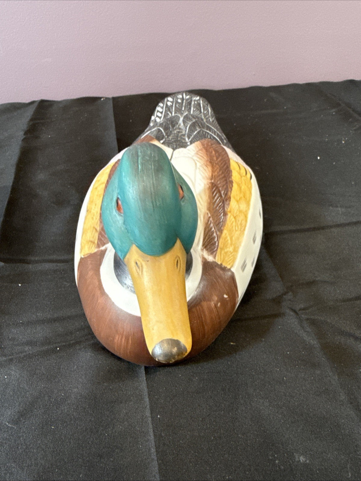 Mid-Century Mallard Ducks Hand-Painted Porcelain Figurines; Taiwan; Set of 2