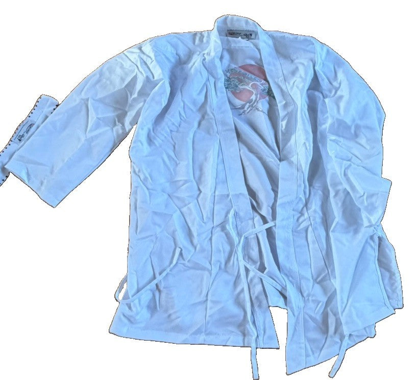 The Karate Kid Daniel San Costume White Karate Gi Black Belt Adult XL Halloween