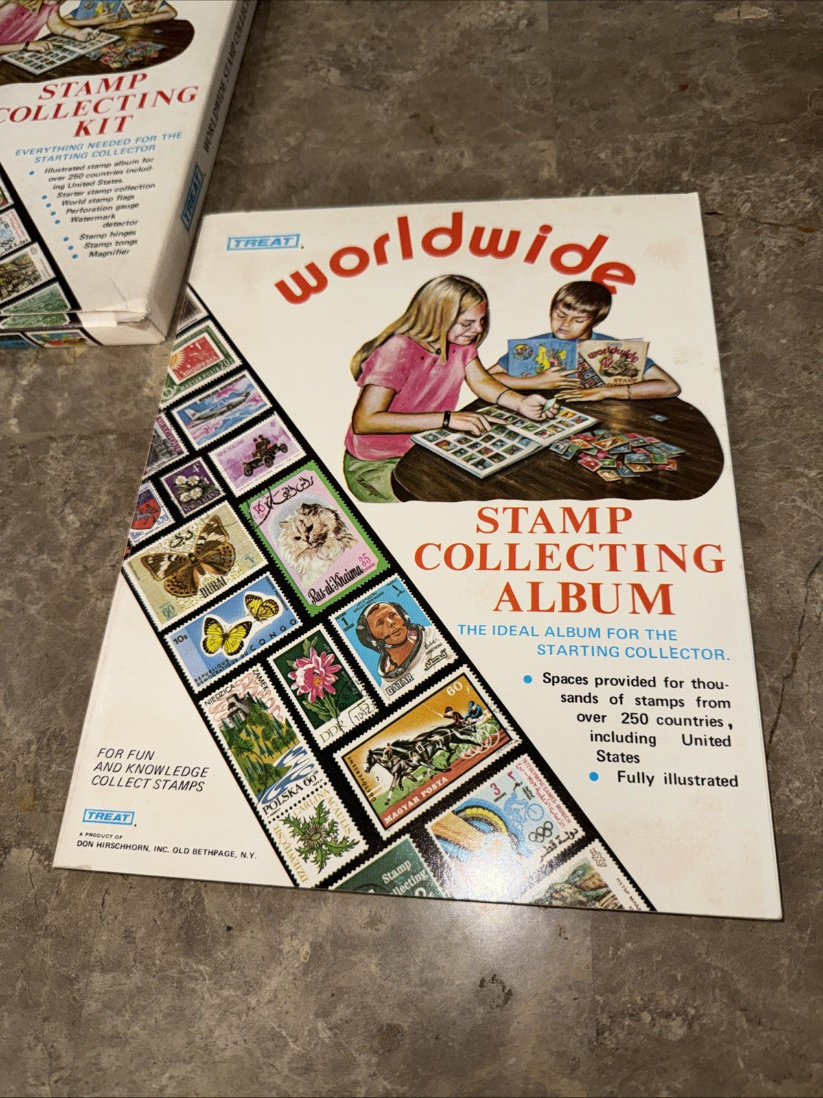 Vintage 1974 The Treat Worldwide Stamp Collecting Album with Stamps