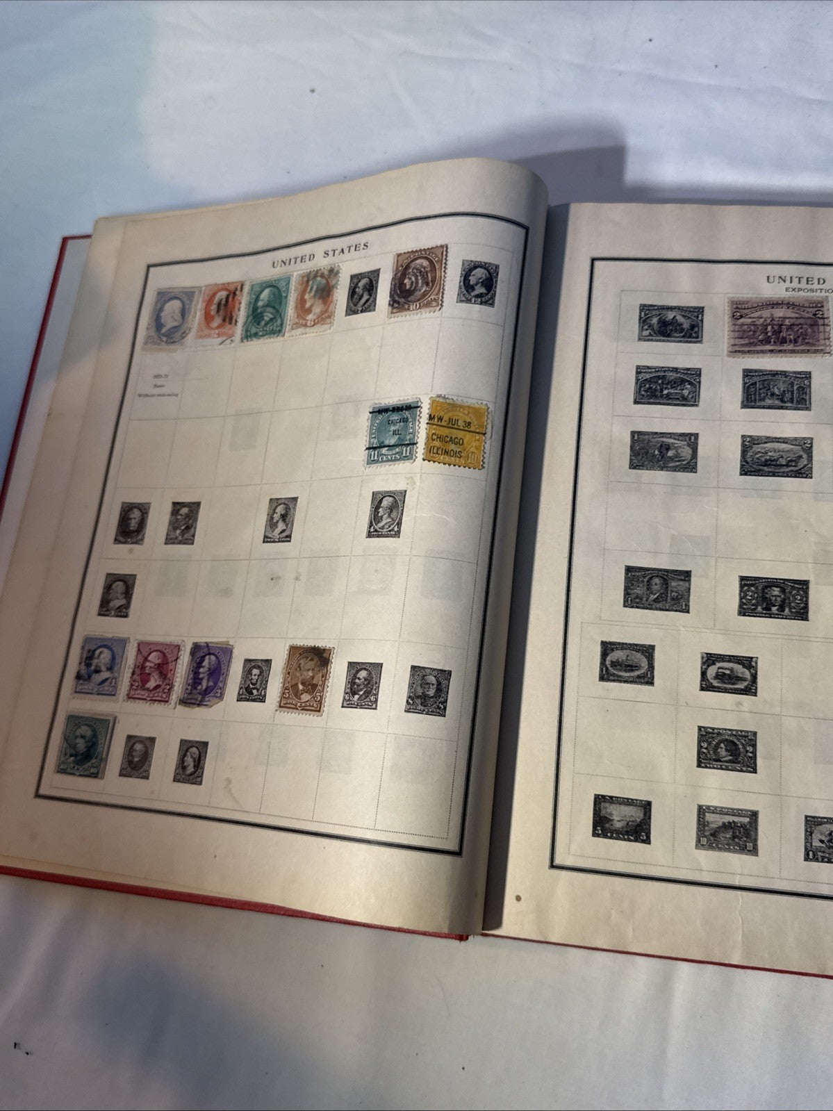 Modern Postage Stamp Album US World Stamps 1940s Collection Plus Loose Stamps