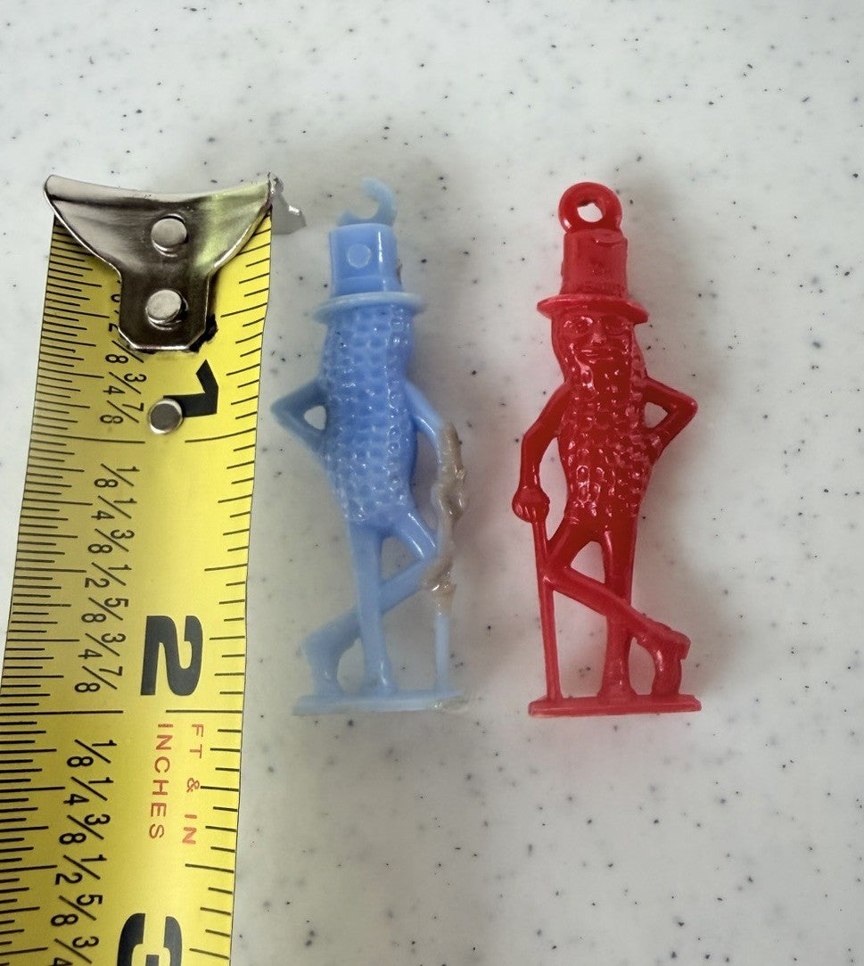 Vintage Planters Mr Peanut Plastic Charms Red Blue Lot of 2 Advertising Figures