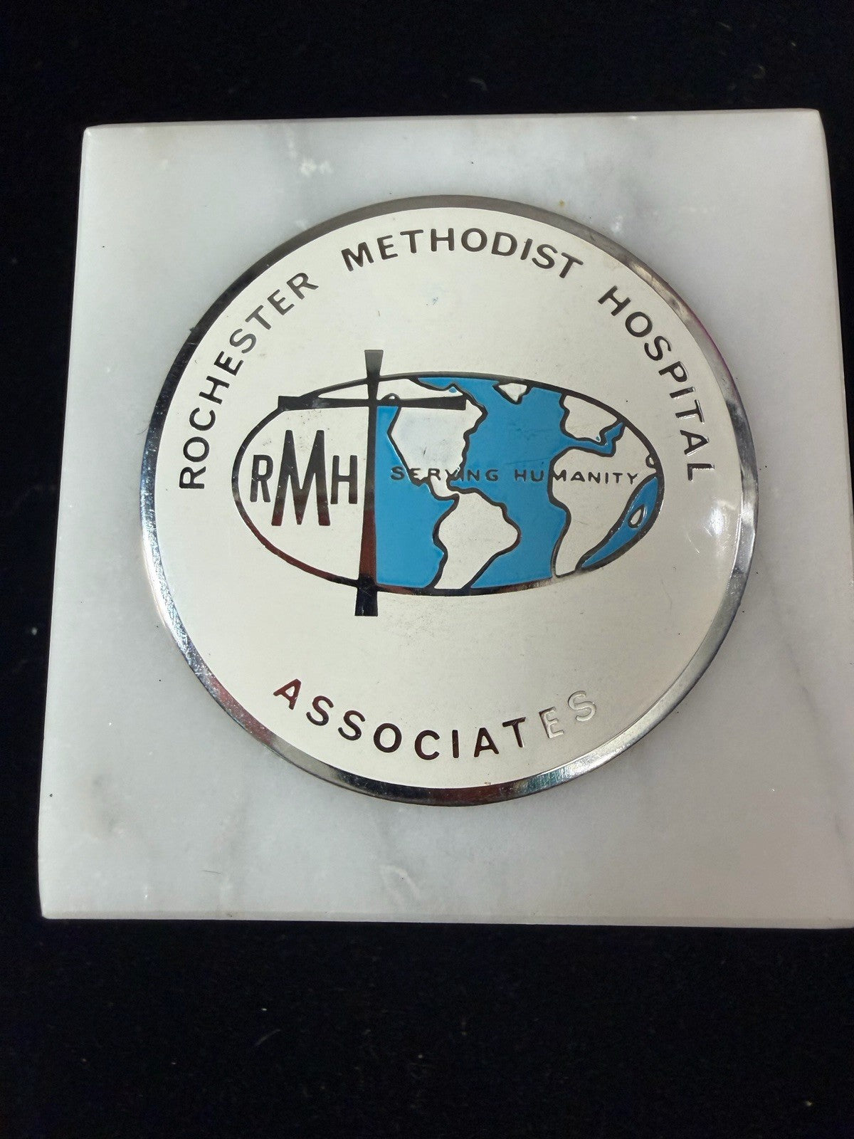 Vintage Rochester Methodist Hospital Paperweight RHM Associates Medical Desk Art
